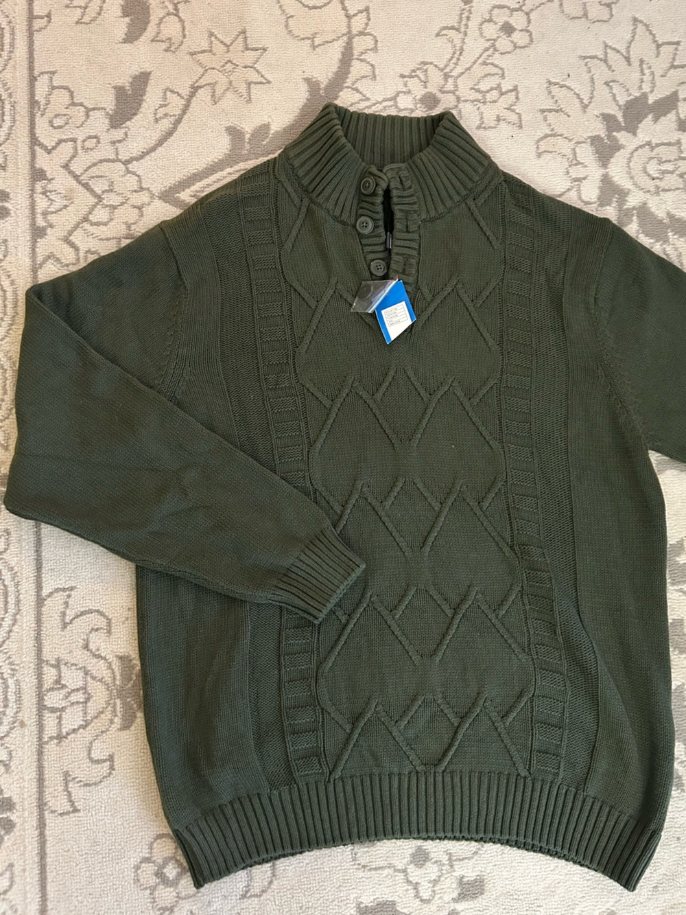 Gioberti Olive Green Cable Sweater